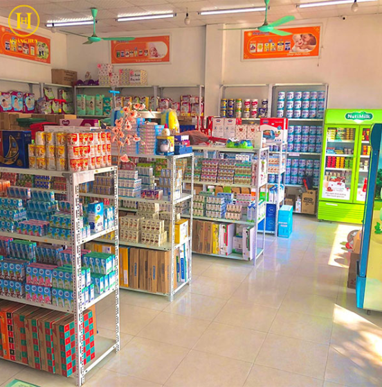 Giá kệ trưng bày cửa hàng sữa tại Đồng Nai